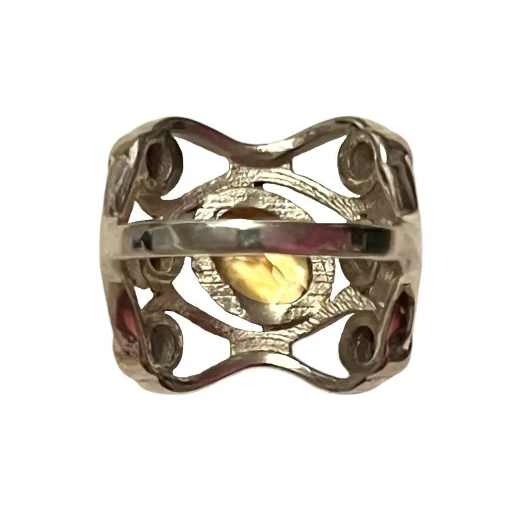 Stunning Sterling Silver Ring With Citrine Blue Topaz Garnet Amethyst Size 7